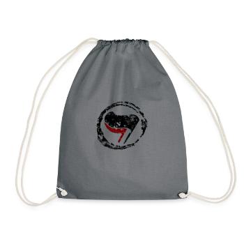 USED-LOOK ANTIFA FLAGGE SCHWARZ ROT FAHNE ARBEITER - Turnbeutel - Grau - Vorne