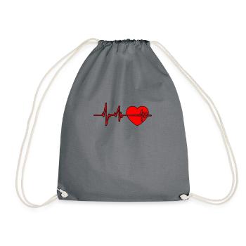 Cool Heart EFG Heart Line Valentine's Day Gift - Drawstring Bag - grey - Front