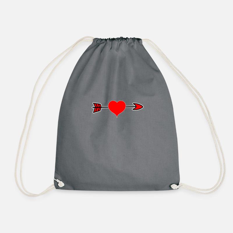 Pfeil Durch Herz Liebe Romantisch Amor Geschenk - Turnbeutel - Grau