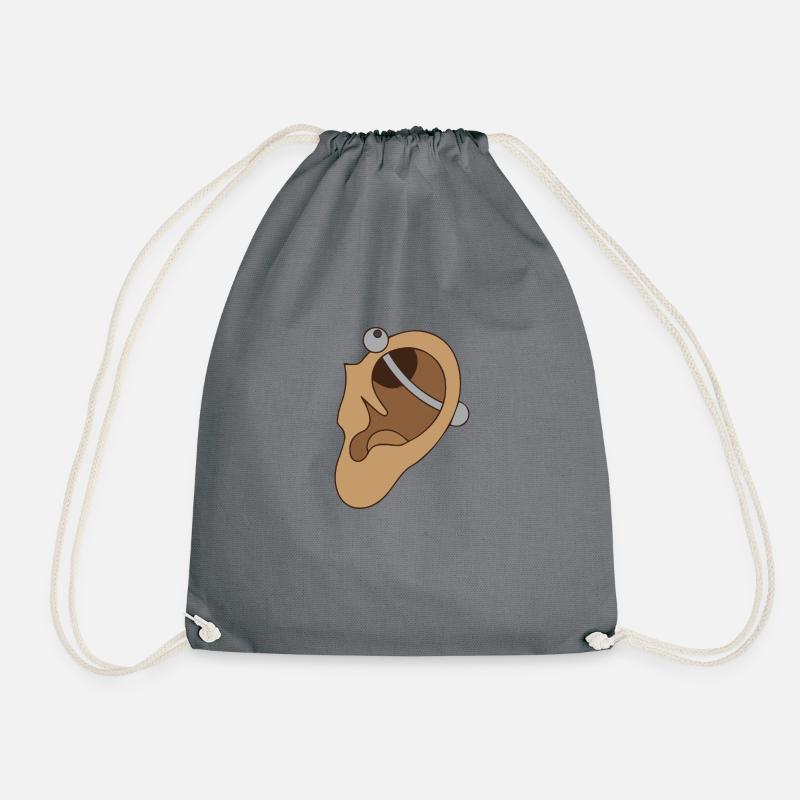 Ear piercing - piercing - Drawstring Bag - grey
