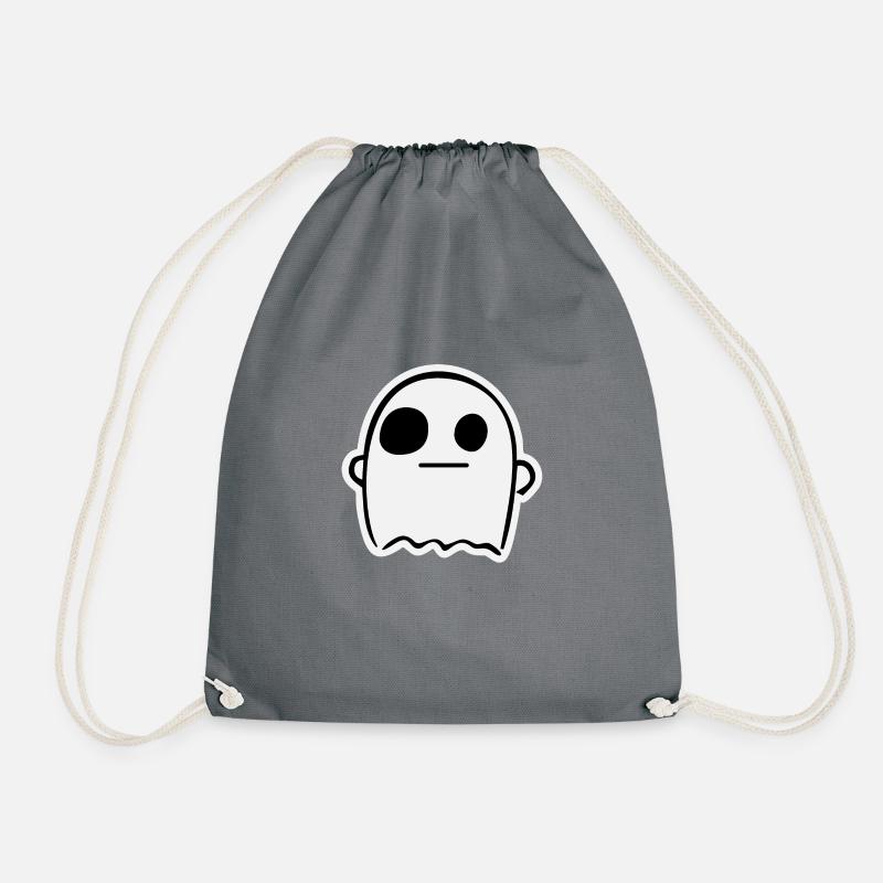 Cute ghost being okay - Drawstring Bag - grey