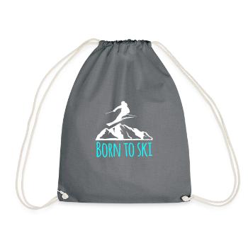 skifahren born to ski - Turnbeutel - Grau - Vorne