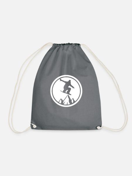Snowboard Snowboarder Ski - Turnbeutel - Grau