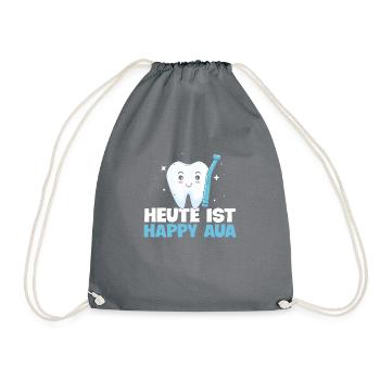 Heute Ist Happy Aua Zahnarzt Zahnarztpraxis Dental - Turnbeutel - Grau - Vorne