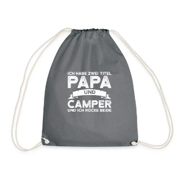 Campen Papa Camping Camper Geschenk - Turnbeutel - Grau - Vorne
