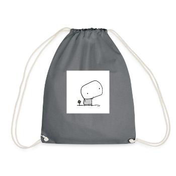 Cute and Quirky…and with a flower - Drawstring Bag - grey - Front