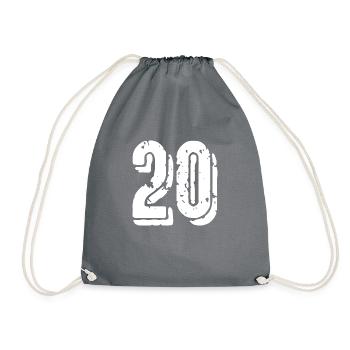 20 Zahl Trikot - Turnbeutel - Grau - Vorne