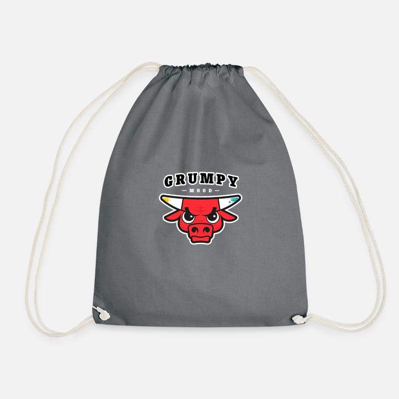 baby bull grumpy mood - Drawstring Bag - grey