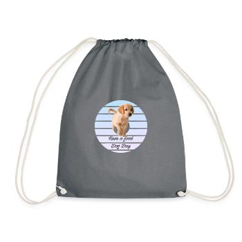 Puppy wishes a good day - Drawstring Bag - grey - Front