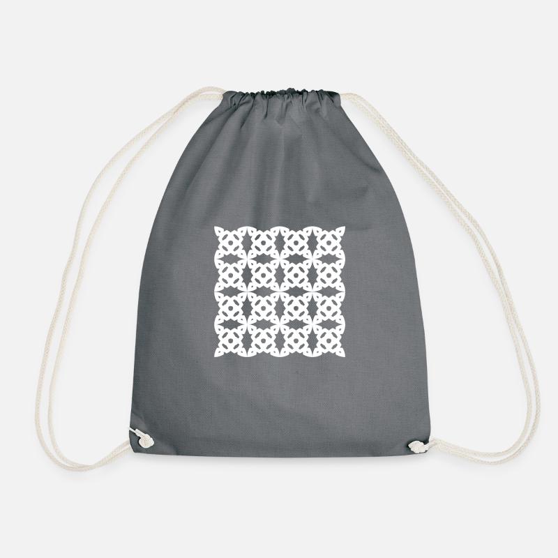 White Celtic pattern - Drawstring Bag - grey