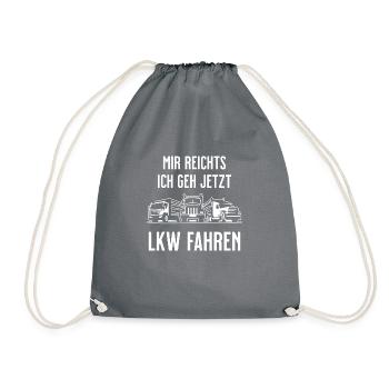 LKW Fahrer Geschenk Trucker Fernfahrer Spruch - Turnbeutel - Grau - Vorne