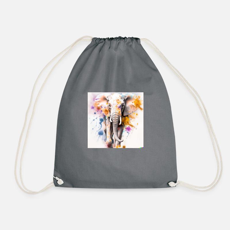 Watercolor Wildness - Drawstring Bag - grey