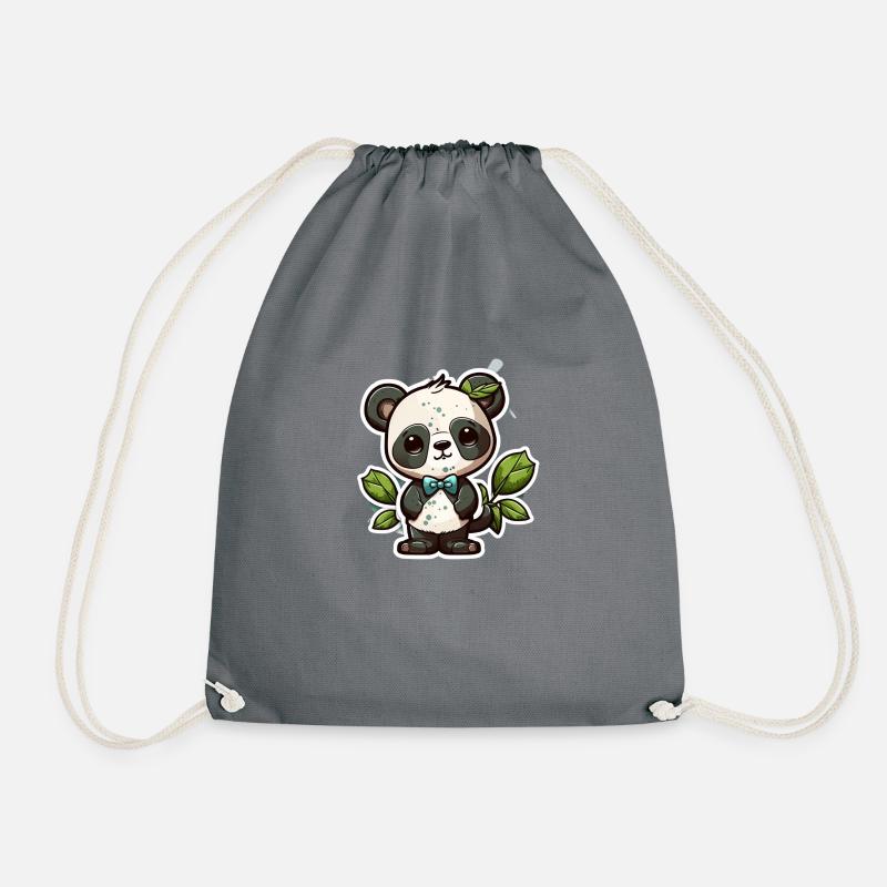 Süßer Panda Eukalyptus Masche Fliege - Turnbeutel - Grau