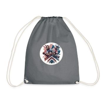 American Football - Spieler - Logo - Touchdown - Turnbeutel - Grau - Vorne