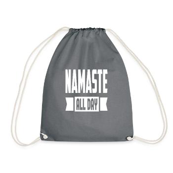 Namaste All Day - Drawstring Bag - grey - Front