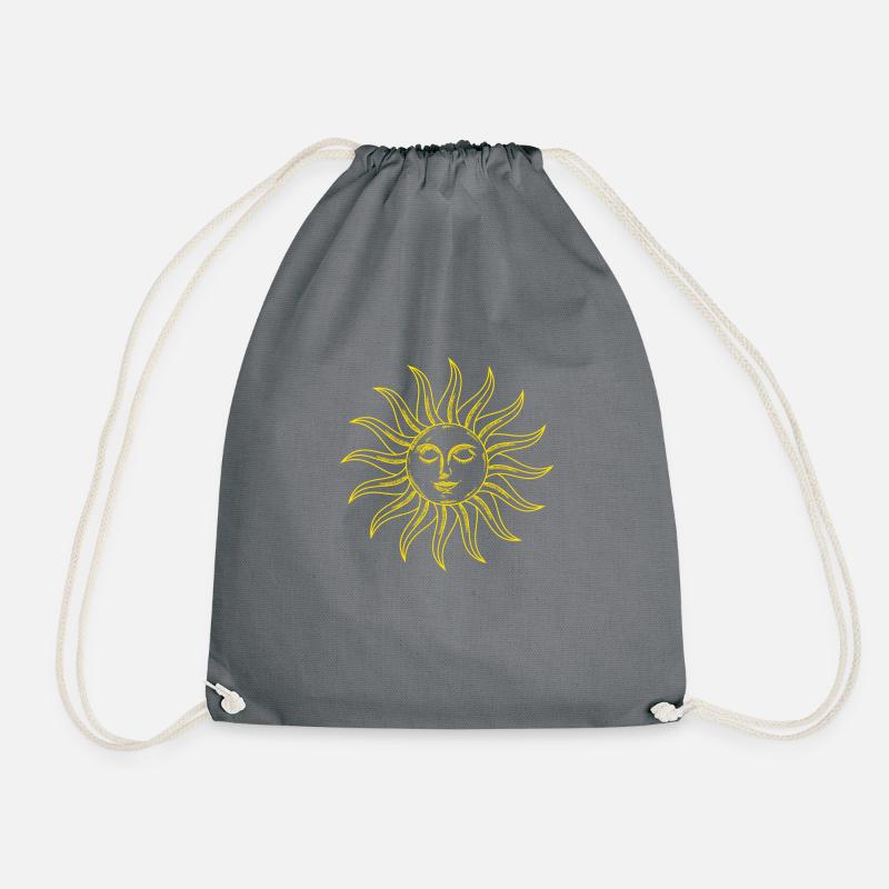 sacred geometry yoga sun face sun face - Drawstring Bag - grey