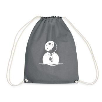 Astronaut flies in front of the sun on the moon, outer space - Drawstring Bag - grey - Front