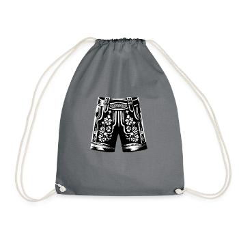 Bayrische Lederhose - Turnbeutel - Grau - Vorne