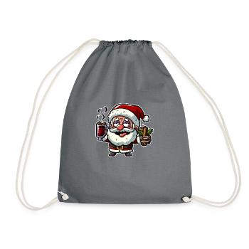 Contemplative Christmas gnome with mulled wine - Drawstring Bag - grey - Front
