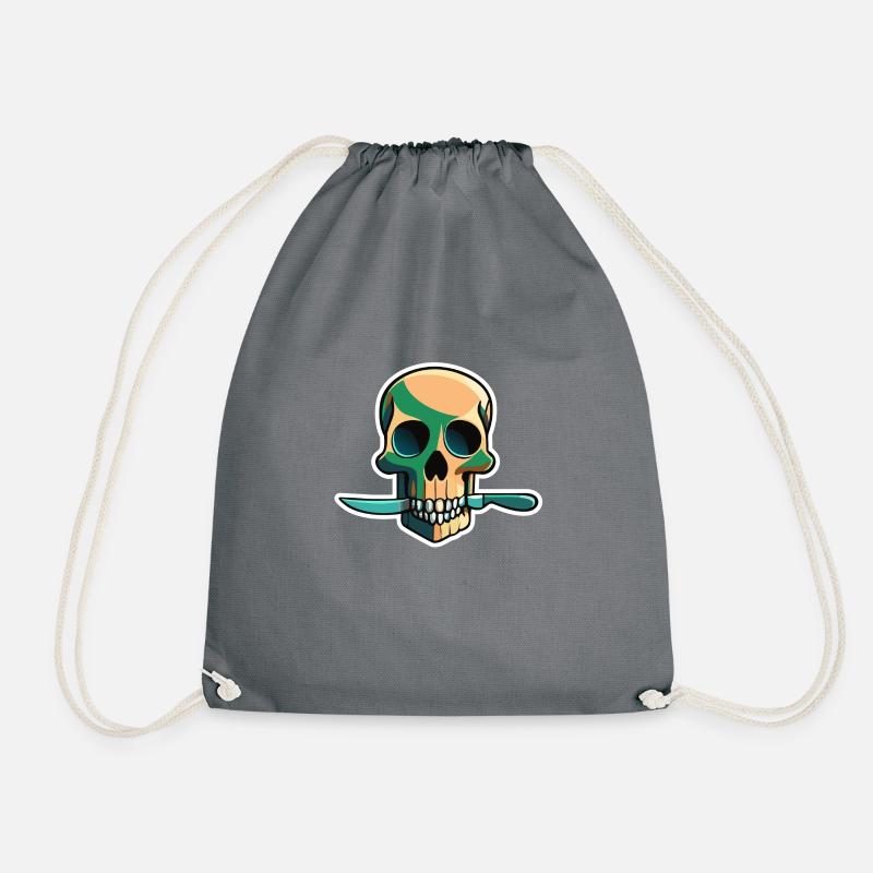 dead head with knife - Turnbeutel - Grau