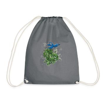 scan pfau art deco bunt outline - Turnbeutel - Grau - Vorne