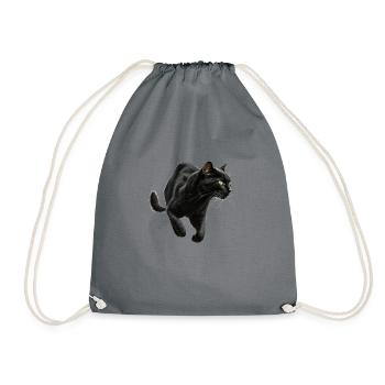 Schwarzer Panther , Schwarze Katze, Katzenbild - Turnbeutel - Grau - Vorne