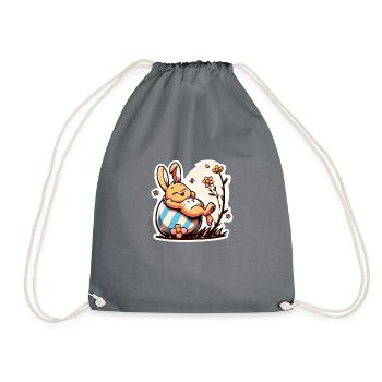 Easter bunny lazy and cute - Drawstring Bag - grey - Front
