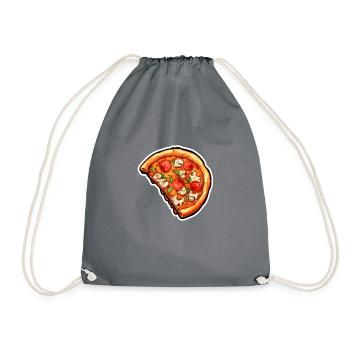 Pizza Half - Drawstring Bag - grey - Front