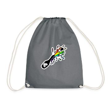 Schampus-Flasche Sekt-Flasche : Sticky Queer Pride - Turnbeutel - Grau - Vorne