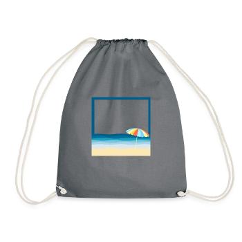 Summer beach with a parasol - Drawstring Bag - grey - Front
