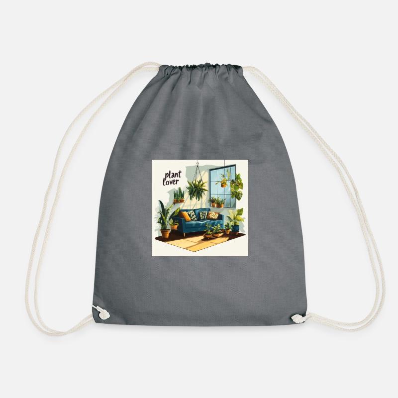 Plant lover living room - Drawstring Bag - grey