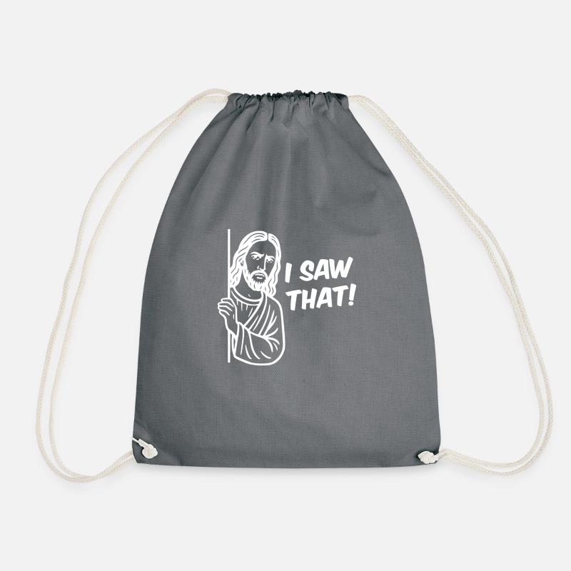 i saw that wit - Drawstring Bag - grey