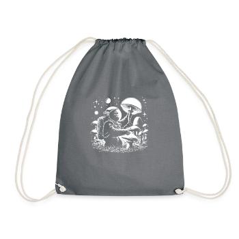 Mushroom planet - Drawstring Bag - grey - Front