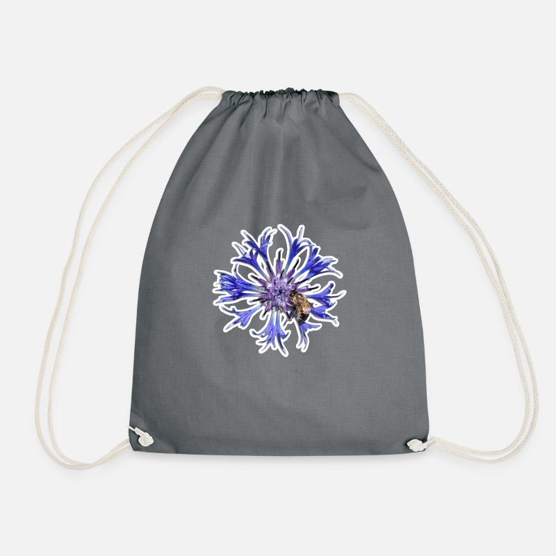 Blue flower - Drawstring Bag - grey