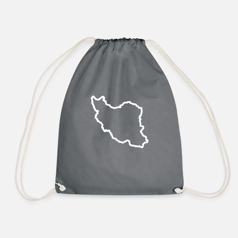 Iran Outline - Drawstring Bag - grey