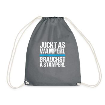 Bier - stamperl für wamperl - Turnbeutel - Grau - Vorne
