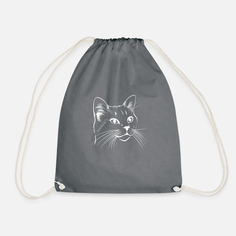 Katze, Katzenmotiv, Katzengesicht - Turnbeutel - Grau