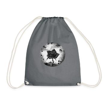 black rose goth gothic - Drawstring Bag - grey - Front