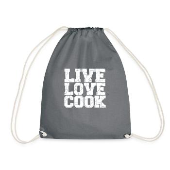 Live Love Cook Life Love Cooking Kitchen Master - Drawstring Bag - grey - Front