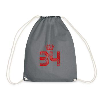 34 Zahl Krone - Turnbeutel - Grau - Vorne