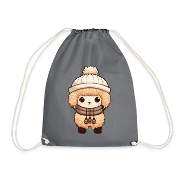 Alpaga Animal bébé Lama bande dessinée hiver - Sac de sport léger - gris - Devant