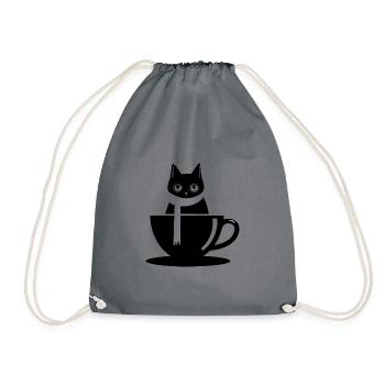Cat Coffee Time - Turnbeutel - Grau - Vorne