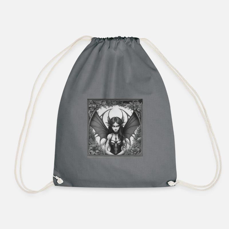 Evil fairy with wings in the frame Mystical mythical creatures - Drawstring Bag - grey