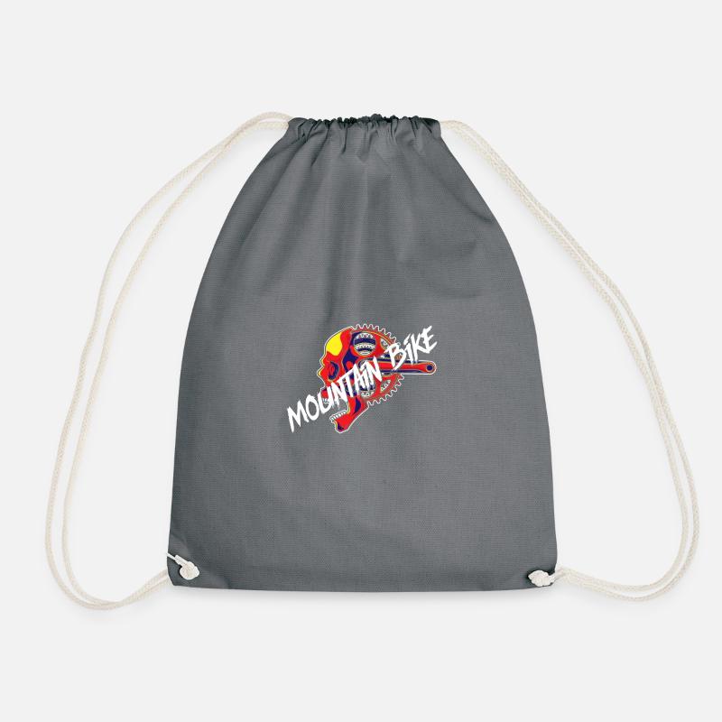 Mountain Bike Downhill Bicycle Skull Pedals - Drawstring Bag - grey