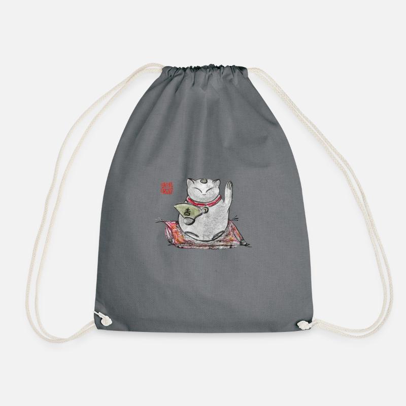 LUCKY CAT - Drawstring Bag - grey