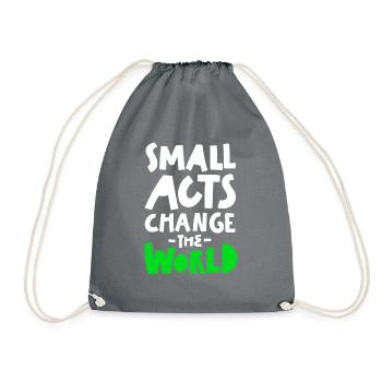 Go Green, Zero waste, eco friendly - Drawstring Bag - grey - Front