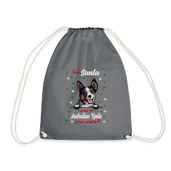 Australischer Koolie Hund Weihnachten Hunderasse - Turnbeutel - Grau - Vorne