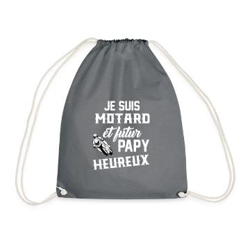 je suis motard et futur papy heureux t-shirt papou - Sac de sport léger - gris - Devant
