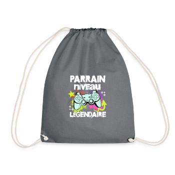 Parrain niveau légendaire t-shirt gamer cadeau - Sac de sport léger - gris - Devant