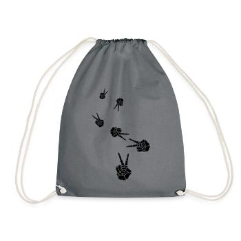 Hand frieden skelett - Turnbeutel - Grau - Vorne